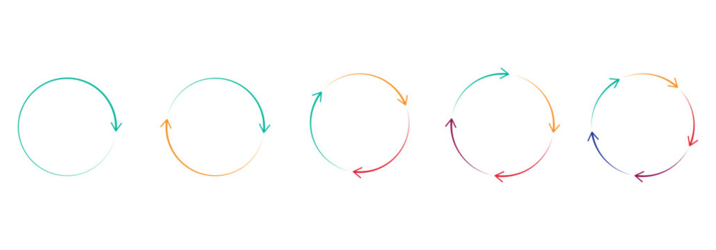 Circle arrows. Circular process, rotate infographic element. Round step loop, sync loading arrow symbol. Rotation option editable stroke vector recycle refresh signs symbol 