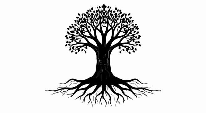 Majestic tree with strong roots symbolizing life, growth, and deep connection