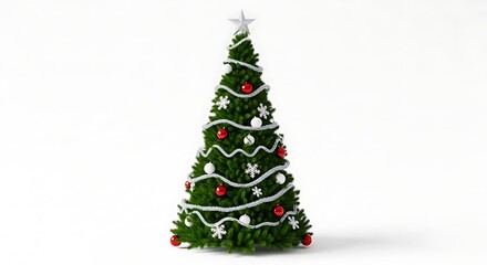 Fototapeta premium A christmas tree decorated with lights and ornaments on a white background