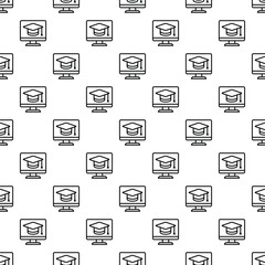 Obraz premium Pattern displaying monitor icons with graduation caps representing e learning concepts