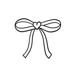 Cute ribbon bow line art illustration