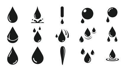drop of water falling icon silhouette vector illustration isolated