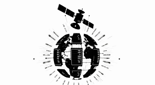 Global communication network connecting devices and satellite around the world