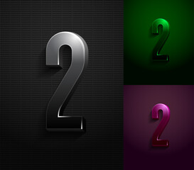 3d dark number 2, condensed gloomy numeral two, vector illustration 10eps.