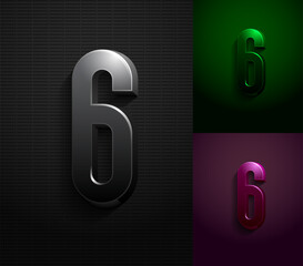 3d dark number 6, condensed gloomy numeral six, vector illustration 10eps.