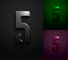 3d dark number 5, condensed gloomy numeral five, vector illustration 10eps.