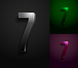 3d dark number 7, condensed gloomy numeral seven, vector illustration 10eps.