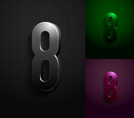 3d dark number 8, condensed gloomy numeral eight, vector illustration 10eps.