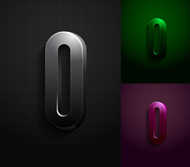 3d dark number 0, condensed gloomy numeral zero, vector illustration 10eps.