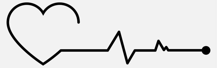 Line rate heartbeat in red and black. Medical monitor heart beat and rhythm. Electrocardiogram heart and pulse for monitor health. Vector Illustration.