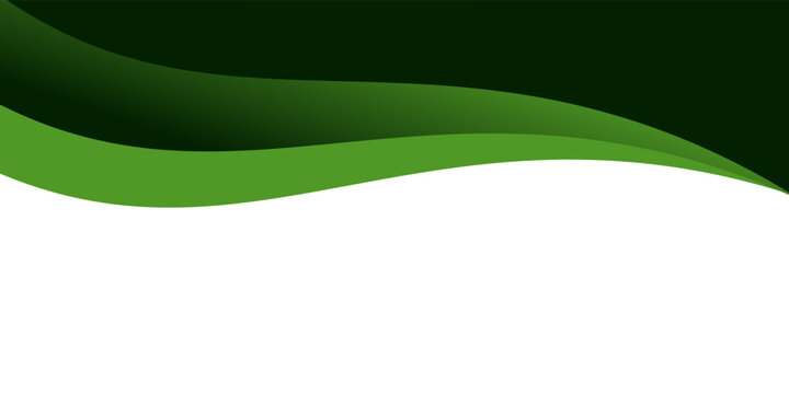 Professional abstract vector background featuring layered flowing green waves against a crisp white space. This clean, modern design