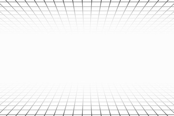 Top and bottom perspective grids vanishing into infinity. Tile floor and ceiling textures. Checkered plane patterns. Squared surfaces. Geometric design. Mesh background. Vector graphic ilustration © Andrii