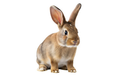 Fototapeta premium A cute brown rabbit sitting on transparent background