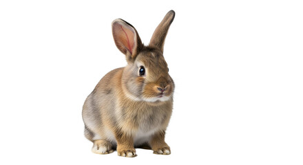 Obraz premium A cute brown rabbit sitting on transparent background
