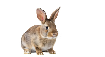 Obraz premium A cute brown rabbit sitting on transparent background