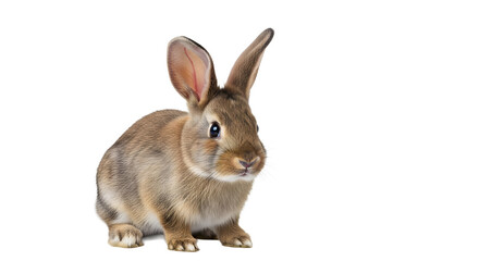 Obraz premium A cute brown rabbit sitting on transparent background