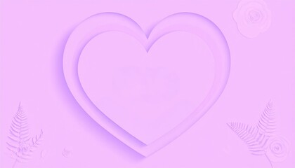 Purple heart shape with fern leaves and flowers pink lavender lilac