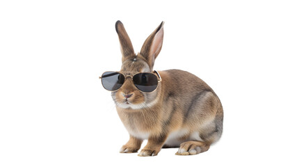 A cool rabbit wearing sunglasses on transparent background