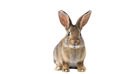 Obraz premium A cute brown rabbit sitting on transparent background
