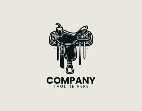 Western horse saddle in clean modern vector illustration style