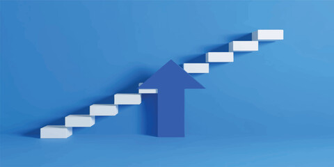 Fototapeta premium Red staircase symbolizing business success growth