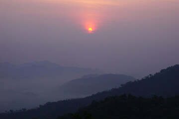 Fototapeta premium beautiful sunrise over the hill