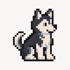 Pixelated husky dog illustration