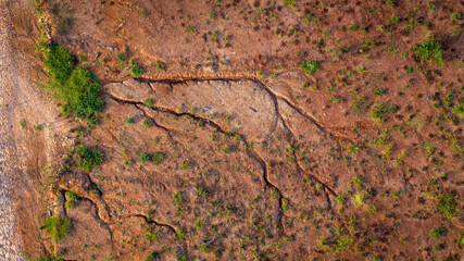 Top Down View of Barren Land with Soil Erosion Texture