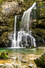 Obraz premium The Slap Virje Waterfall In The Soca Valley, Slovenia