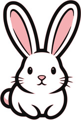 Obraz premium Cute White and Pink Bunny Rabbit Face Front View Vector