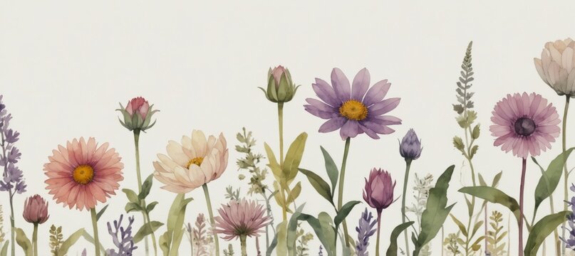 Ilustraci&oacute;n de flores en estilo acuarela