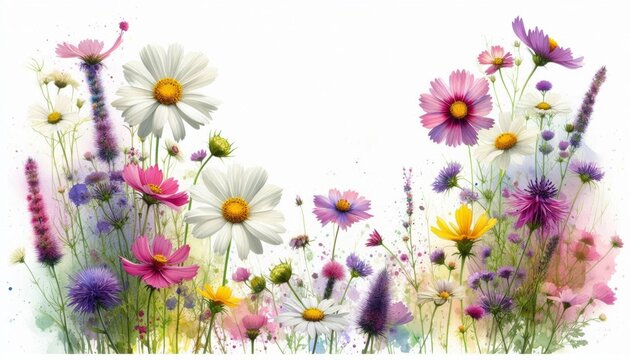 Ilustraci&oacute;n de flores en estilo acuarela