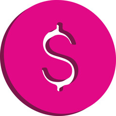 Fototapeta premium 3D Icon Dollar Currency Symbol Pink Round Button Finance Money Sign Modern Glossy Minimal UI Element Isolated Design Transparent Background
