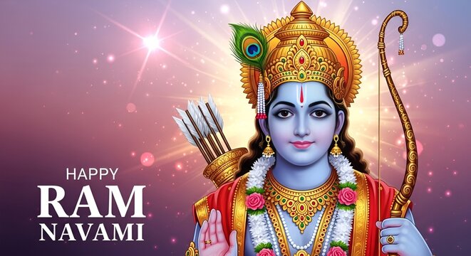 lord rama for ram navami celebration, for hindu festival, ideal for festive greetings and religious posters, cultural graphics