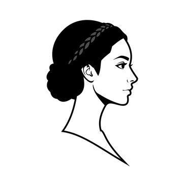 Queen logo design vector illustration in black and white silhouette style