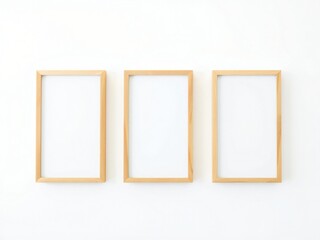 Three empty picture frames on wall