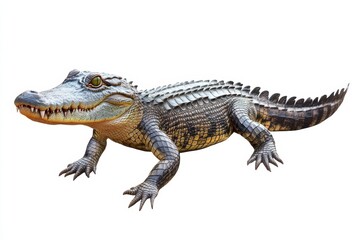 Fototapeta premium Crocodile walking on the ground during daylight in an open space
