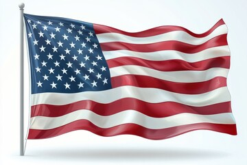 Obraz premium United States flag waving in the wind during daytime with clear background
