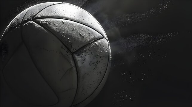 Vintage basketball in motion blur dark background dynamic sports action monochrome texture close-up