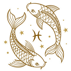Gold of two fish zodiac symbol pisces stars © md solaimas