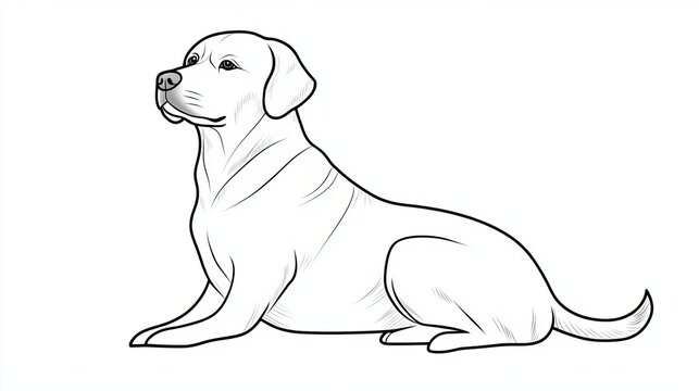 Cartoon Outline Image of a Sitting Dog for Coloring Books, Creative Illustrations, and Projects
