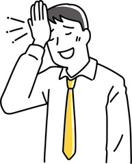 おでこに手を当てて照れるビジネスマン