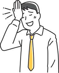 おでこに手を当てて照れるビジネスマン