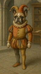 Fototapeta premium Whimsical canine jester portrait