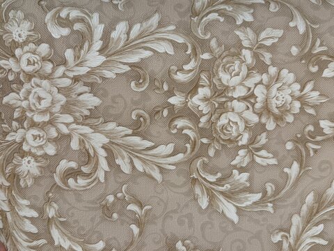 Random classic ornamental swirls in white and grey color, with grey background. Suitable for graphic design, wallpaper, wall covering, and fabric. Seamless background texture