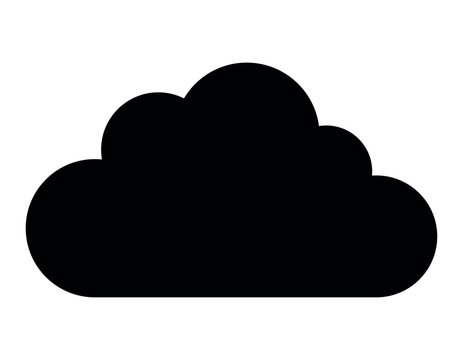 cloud silhouette symbol icon, black and white illustration