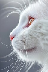 Graceful Turkish Angora Cat Exuding Calm Energy with Enchanting Eyes in Profile Angle Shot