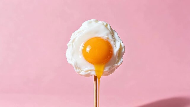 Fried egg on stick with dripping yolk