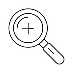 Simple line drawing of a magnifying glass with a plus sign