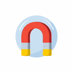 Cartoon horseshoe magnet illustration with shadow effect on light blue background